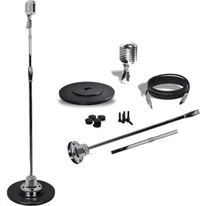 Pyle Micrófono vintage, Vocal, Dinamico, Unidireccional, Cable XLR, Metal, Adaptador de soporte universal, Color plata Pyle Micrófono vintage, Vocal, Dinamico, Unidireccional, Cable XLR, Metal, Adaptador de soporte universal, Color plata