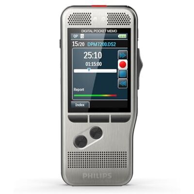Philips PocketMemo Grabadora de Voz , Interruptor Deslizante (Phi.), Dos micrófonos, Software SpeechExec Basic Dictate (suscripción de 2 años incluida) Philips PocketMemo Grabadora de Voz , Interruptor Deslizante (Phi.), Dos micrófonos, Software SpeechExec Basic Dictate (suscripción de 2 años incluida)