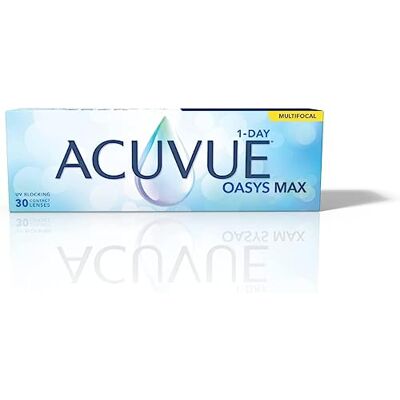 Acuvue Oasys Max 1-Day MULTIFOCAL Lentes diarias con Tecnología TearStable, filtro de luz OptiBlue y diseño Pupil Optimized, -3.50 dpt, diámetro 14.3 mm, 30 unidades, +2.00 adición, curva base 8.4 mm Acuvue Oasys Max 1-Day MULTIFOCAL Lentes diarias con Tecnología TearStable, filtro de luz OptiBlue y diseño Pupil Optimized, -3.50 dpt, diámetro 14.3 mm, 30 unidades, +2.00 adición, curva base 8.4 mm