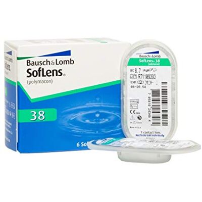 SofLens 38 lentillas, mensuales, 6 unidades, -05,00 Bausch + Lomb, esféricas, superficie repelente a las proteínas, lente de contacto de hidrogel, mensuales, 8.4 BC, 14.00 DIA SofLens 38 lentillas, mensuales, 6 unidades, -05,00 Bausch + Lomb, esféricas, superficie repelente a las proteínas, lente de contacto de hidrogel, mensuales, 8.4 BC, 14.00 DIA