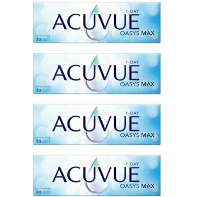 Acuvue Oasys Max 1-Day Lentes diarias con tecnología TearStable y filtro de luz OptiBlue, +5.00 dpt, diámetro 14.3 mm, 30 unidades, adición, curva base 9.0 mm Acuvue Oasys Max 1-Day Lentes diarias con tecnología TearStable y filtro de luz OptiBlue, +5.00 dpt, diámetro 14.3 mm, 30 unidades, adición, curva base 9.0 mm
