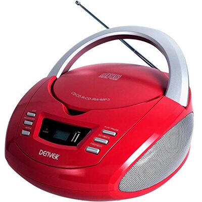 Denver Electronics TCU-211RED Reproductor de CD Personal CD Player Rojo y Plata, Unidad de CD (2 W, FM, Externo, 1 Disco) Denver Electronics TCU-211RED Reproductor de CD Personal CD Player Rojo y Plata, Unidad de CD (2 W, FM, Externo, 1 Disco)