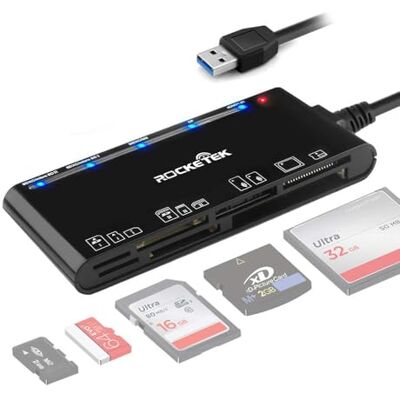 Rocketek Lector de tarjetas USB 3.0, 7 en 1 SD/TF/CF/MS/XD/Micro SD Lector de tarjetas de memoria con USB 3.0 (5 Gbps) Super Speed, compatible con Windows/Linux/Mac OS/Vista Rocketek Lector de tarjetas USB 3.0, 7 en 1 SD/TF/CF/MS/XD/Micro SD Lector de tarjetas de memoria con USB 3.0 (5 Gbps) Super Speed, compatible con Windows/Linux/Mac OS/Vista