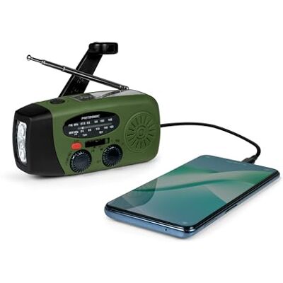 Metronic 477216 Radio Solar de Emergencia FM/Am con manivela, portátil, función powerbank Solar 2000mAh, Linterna sin Pilas con Dinamo LED, botón SOS, doméstica y de Camping Metronic 477216 Radio Solar de Emergencia FM/Am con manivela, portátil, función powerbank Solar 2000mAh, Linterna sin Pilas con Dinamo LED, botón SOS, doméstica y de Camping