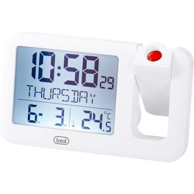 Trevi Reloj Digital con proyección de Hora Ajustable, Despertador programable, Pantalla retroiluminada, termómetro y Calendario, alimentación AAA, Ideal para Dormitorio y Oficina Trevi Reloj Digital con proyección de Hora Ajustable, Despertador programable, Pantalla retroiluminada, termómetro y Calendario, alimentación AAA, Ideal para Dormitorio y Oficina