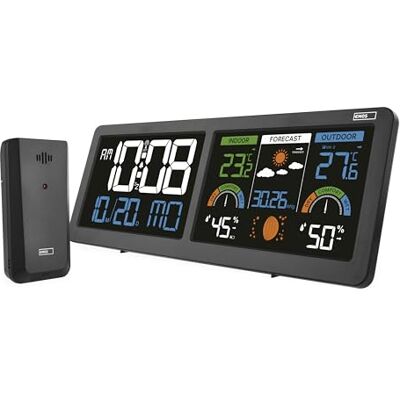 EMOS Estación meteorológica con 2 pantallas LCD Sensor inalámbrico (2x AA) Tecnología Comfort View Previsión meteorológica, temperatura, humedad, calendario, hora, despertador Cable de EMOS Estación meteorológica con 2 pantallas LCD Sensor inalámbrico (2x AA) Tecnología Comfort View Previsión meteorológica, temperatura, humedad, calendario, hora, despertador Cable de