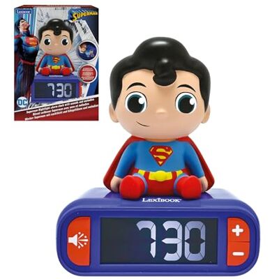 LEXIBOOK , Superman Reloj Despertador Luz Nocturna, Sonidos y melodías, pantalla LCD retroiluminada, luminoso, snooze LEXIBOOK , Superman Reloj Despertador Luz Nocturna, Sonidos y melodías, pantalla LCD retroiluminada, luminoso, snooze