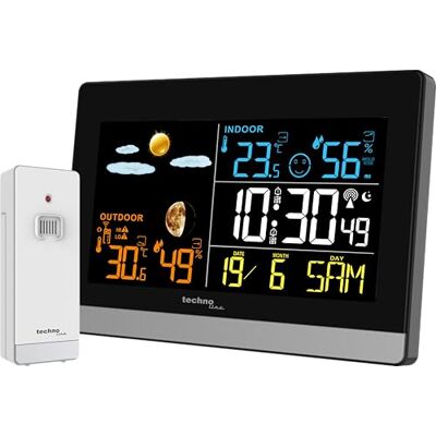 techno line Technoline WS6455 Estación meteorológica con temperatura interior y exterior, pantalla LED colorida techno line Technoline WS6455 Estación meteorológica con temperatura interior y exterior, pantalla LED colorida