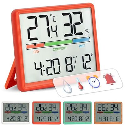 Fisura GIFTMARKET Termómetro de interior digital. Termómetro digital con higrómetro. Indicador de confort, reloj y calendario. Termómetro de color rojo. Ideal para hogar. ABS. Medidas: 9,3 x 7,2 x 1,6 cm Fisura GIFTMARKET Termómetro de interior digital. Termómetro digital con higrómetro. Indicador de confort, reloj y calendario. Termómetro de color rojo. Ideal para hogar. ABS. Medidas: 9,3 x 7,2 x 1,6 cm
