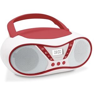 mooov 477411 Reproductor de CD portátil, Lector CD Audio CD, CD-R, CD-RW, CD-MP3, Radio FM, Puerto USB para MP3, Sonido estéreo de 6W, asa ergonómica, Pantalla LCD, Rojo mooov 477411 Reproductor de CD portátil, Lector CD Audio CD, CD-R, CD-RW, CD-MP3, Radio FM, Puerto USB para MP3, Sonido estéreo de 6W, asa ergonómica, Pantalla LCD, Rojo