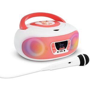 mooov 477409 Radio CD FM, Efectos Luminosos, función inalámbrica, USB, Pantalla LED, función Karaoke con Micro AUX-IN, Blanco y Rosa mooov 477409 Radio CD FM, Efectos Luminosos, función inalámbrica, USB, Pantalla LED, función Karaoke con Micro AUX-IN, Blanco y Rosa