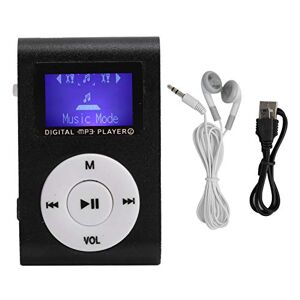 KIKYO Mini Reproductor de música MP3, MP3 portátil con Pantalla LCD con Clip Posterior, Reproductor de música Digital de aleación de Aluminio Compatible con con 5 Horas con una Sola Carga(Negro)