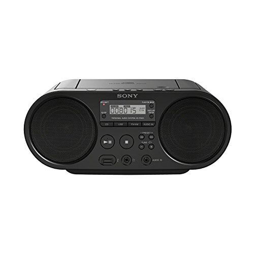 Sony ZS-PS50 - Boomboxon CD y radio AM/FM de 4W (estéreo, reproducción mediante USB y entrada de audio), negro