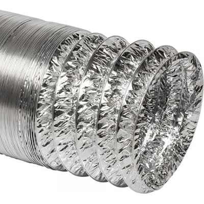 Bilake Tubo Flexible de Aluminio sin aislar 10m para ventilación, climatización, Extractor Cocina, Salida de Humos Campana extractora. Bilake Tubo Flexible de Aluminio sin aislar 10m para ventilación, climatización, Extractor Cocina, Salida de Humos Campana extractora.