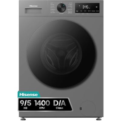 Hisense Lavasecadora 9 kg/5 kg, Fondo 47cm, 1400 rpm, Lavado y Secado 59', Dispensador Automix, Programa Lavado Auto, Función Antiarrugas, Lavado Pure Jet, Función Vapor 99,9%, Silver Hisense Lavasecadora 9 kg/5 kg, Fondo 47cm, 1400 rpm, Lavado y Secado 59', Dispensador Automix, Programa Lavado Auto, Función Antiarrugas, Lavado Pure Jet, Función Vapor 99,9%, Silver