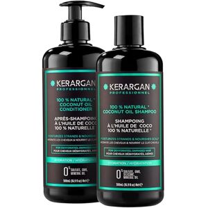 KERARGAN Duo Hidratante Champú y Acondicionador con Aceite de Coco para Cabello Deshidratado y Dañado Nutre el Cuero Cabelludo Sin Sulfatos, GMO, Siliconas, Aceite Mineral 2x500 ml KERARGAN Duo Hidratante Champú y Acondicionador con Aceite de Coco para Cabello Deshidratado y Dañado Nutre el Cuero Cabelludo Sin Sulfatos, GMO, Siliconas, Aceite Mineral 2x500 ml