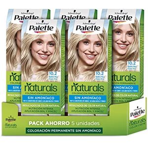 Schwarzkopf Palette Naturals Tinte 10.2 Rubio Muy Claro Frío Coloración Permanente Sin Amoníaco- Resultados de Color Natural (Pack de 5) Schwarzkopf Palette Naturals Tinte 10.2 Rubio Muy Claro Frío Coloración Permanente Sin Amoníaco- Resultados de Color Natural (Pack de 5)