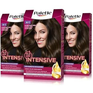 Schwarzkopf Palette Intensive Creme Color 4-1 Castaño Medio Ceniza, tinte de pelo permanente con aceite de macadamia y almendras, cubre el 100% de las canas y raíces, para un color radiante, Pack 3 Schwarzkopf Palette Intensive Creme Color 4-1 Castaño Medio Ceniza, tinte de pelo permanente con aceite de macadamia y almendras, cubre el 100% de las canas y raíces, para un color radiante, Pack 3