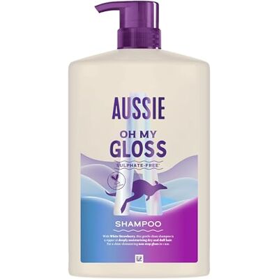Aussie Oh My Gloss Champú 1000ml. Hidrata Profundamente El Cabello Seco Y Opaco. Fórmula Sin Sulfatos. Para Un Cabello Instantáneamente Más Brillante Y Con Más Brillo. Vegano Y Cruelty-Free Aussie Oh My Gloss Champú 1000ml. Hidrata Profundamente El Cabello Seco Y Opaco. Fórmula Sin Sulfatos. Para Un Cabello Instantáneamente Más Brillante Y Con Más Brillo. Vegano Y Cruelty-Free