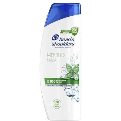 Head & Shoulders Champú anticaspa diario Menthol Fresh de 400 ml, hasta un 100% de protección contra la caspa, clínicamente probado, para todo tipo de cabello y cuero cabelludo, frescura y olor a Head & Shoulders Champú anticaspa diario Menthol Fresh de 400 ml, hasta un 100% de protección contra la caspa, clínicamente probado, para todo tipo de cabello y cuero cabelludo, frescura y olor a