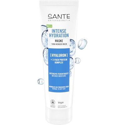Sante Naturkosmetik Mascarilla de hidratación intensa para el cabello hialurónico + complejo de proteínas de 3 capas, mascarilla hidratante vegana para cabello seco, mascarilla nutritiva con aloe vera Sante Naturkosmetik Mascarilla de hidratación intensa para el cabello hialurónico + complejo de proteínas de 3 capas, mascarilla hidratante vegana para cabello seco, mascarilla nutritiva con aloe vera