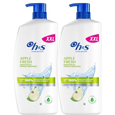 Head & Shoulders H&S Apple Fresh Champú Anticaspa, Todo Tipo de Pelo y Cuero Cabelludo, 2x1L Con Dispensador, Hasta 100% de Protección contra la Caspa, Apto para Uso Diario Head & Shoulders H&S Apple Fresh Champú Anticaspa, Todo Tipo de Pelo y Cuero Cabelludo, 2x1L Con Dispensador, Hasta 100% de Protección contra la Caspa, Apto para Uso Diario