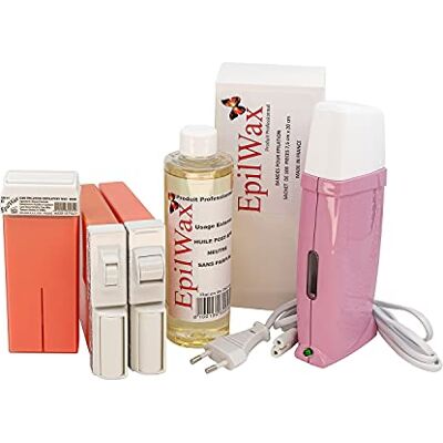 EpilWax Royal Kit Completo de Depilación Cuerpo,Bikini,Cara con: Calentador de Cera Profesional 3 Ceras Roll-On 100 ml Rosa,1 Bikini,1 Cara,100 Tiras, 250ml Aceite después depilación 250ml (Royal CMV EpilWax Royal Kit Completo de Depilación Cuerpo,Bikini,Cara con: Calentador de Cera Profesional 3 Ceras Roll-On 100 ml Rosa,1 Bikini,1 Cara,100 Tiras, 250ml Aceite después depilación 250ml (Royal CMV