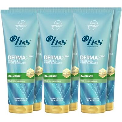 h&s DermaXPro Calmante. Acondicionador Ligero 6x220ml con Extracto de Aloe Vera y Complejo de Ceramida. Hidrata el Pelo, Alivia el Cuero Cabelludo Seco y con Picor y Protege de la Caspa h&s DermaXPro Calmante. Acondicionador Ligero 6x220ml con Extracto de Aloe Vera y Complejo de Ceramida. Hidrata el Pelo, Alivia el Cuero Cabelludo Seco y con Picor y Protege de la Caspa