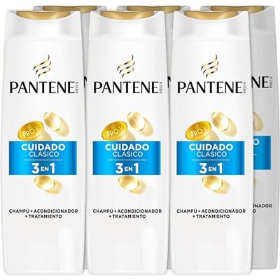 Pantene Champú + Acondicionador + Tratamiento 3en1 Cuidado Clásico Nutri Pro-V con fórmula Pro-V + antioxidantes, para cabello normal y mixto, 300 ML (Pack de 6) Pantene Champú + Acondicionador + Tratamiento 3en1 Cuidado Clásico Nutri Pro-V con fórmula Pro-V + antioxidantes, para cabello normal y mixto, 300 ML (Pack de 6)
