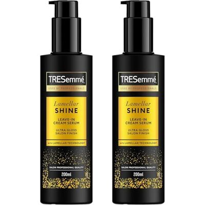 TRESemmé Lamellar Shine Crema-Sérum Leave In Iluminadora, Para Todo Tipo de Cabello, Cabello Sedoso, Brillante y Desenredado, Con Tecnología Lamellar, 2 x 200 ml TRESemmé Lamellar Shine Crema-Sérum Leave In Iluminadora, Para Todo Tipo de Cabello, Cabello Sedoso, Brillante y Desenredado, Con Tecnología Lamellar, 2 x 200 ml