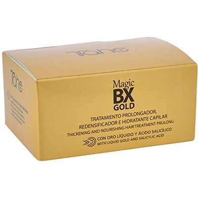 Tahe Magic BX Gold Tratamiento Capilar Redensificador Hidratante de Larga Duración, Caja de 5 Ampollas 10 ml. Brillo Infinito, Melena Densa, Suavidad Extrema Tahe Magic BX Gold Tratamiento Capilar Redensificador Hidratante de Larga Duración, Caja de 5 Ampollas 10 ml. Brillo Infinito, Melena Densa, Suavidad Extrema