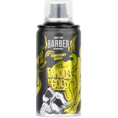 barber marmara laca de color para peluquería 150ml spray de color para el cabello para disfrazarse y maquillarse para carnaval, Halloween y fiestas temáticas tinte para el cabello (Famous Gold) barber marmara laca de color para peluquería 150ml spray de color para el cabello para disfrazarse y maquillarse para carnaval, Halloween y fiestas temáticas tinte para el cabello (Famous Gold)