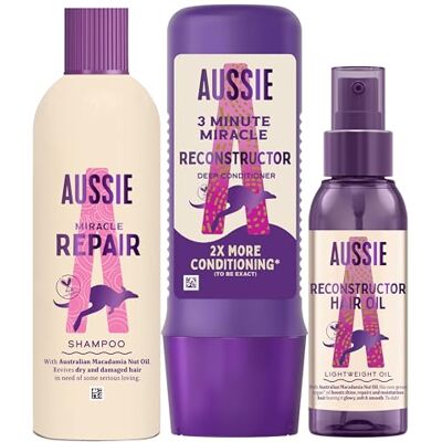 Aussie , Repair, Champú 300ml, Acondicionador 3 Minute Miracle 250ml, Aceite Reconstructor 100ml, Brillo, Hidratante, CrueltyFree, Sin Grasa Aussie , Repair, Champú 300ml, Acondicionador 3 Minute Miracle 250ml, Aceite Reconstructor 100ml, Brillo, Hidratante, CrueltyFree, Sin Grasa