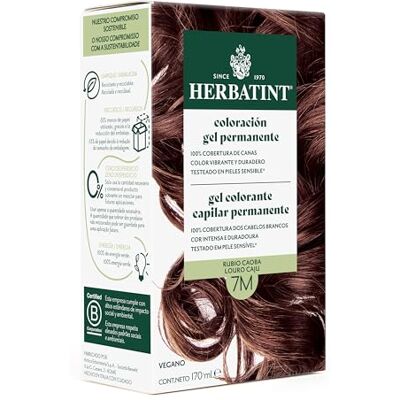 Herbatint Tinte Permanente para Cabello 7M Rubio Caoba 170 ml Sin Amoníaco, Cobertura Óptima de Canas Dermatológicamente Probado, con 8 Extractos Naturales Herbatint Tinte Permanente para Cabello 7M Rubio Caoba 170 ml Sin Amoníaco, Cobertura Óptima de Canas Dermatológicamente Probado, con 8 Extractos Naturales