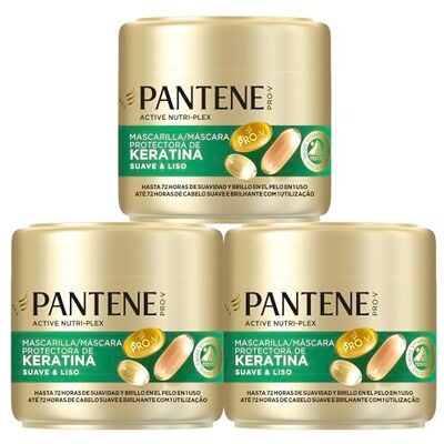 Pantene Pro-V Suave Y Liso Mascarilla Protectora De Keratina 3X300ml Para Pelo Encrespado Y Seco. Hasta 72H De Pelo Suave Y Brillante En Un Solo Uso Pantene Pro-V Suave Y Liso Mascarilla Protectora De Keratina 3X300ml Para Pelo Encrespado Y Seco. Hasta 72H De Pelo Suave Y Brillante En Un Solo Uso