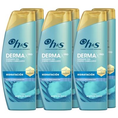Head & Shoulders H&S DermaXPro Champú Anticaspa Hidratante, Cuero Cabelludo Seco, 6x300ml Con Aceite de Coco y Complejo de Ceramidas, Ayuda a Reforzar la Barrera Cutánea, Hidratación Durante 72 Horas Head & Shoulders H&S DermaXPro Champú Anticaspa Hidratante, Cuero Cabelludo Seco, 6x300ml Con Aceite de Coco y Complejo de Ceramidas, Ayuda a Reforzar la Barrera Cutánea, Hidratación Durante 72 Horas