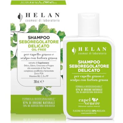 Helan Capelvenere Champu Seborregulador Delicado Oil-Free para Cabello Graso, Purifica con Ortiga, Hiedra y Arbol de Te Bio Proteccion Seborreguladora, Made in Italy, 200 ml Helan Capelvenere Champu Seborregulador Delicado Oil-Free para Cabello Graso, Purifica con Ortiga, Hiedra y Arbol de Te Bio Proteccion Seborreguladora, Made in Italy, 200 ml