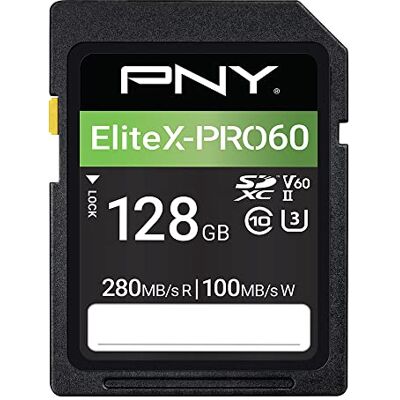 PNY Tarjeta de Memoria SDXC 128GB EliteX-PRO60 Class 10 U3 V60 UHS-II PNY Tarjeta de Memoria SDXC 128GB EliteX-PRO60 Class 10 U3 V60 UHS-II