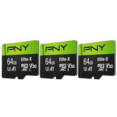 PNY Tarjeta de Memoria Flash Elite-X Clase 10 U3 V30 de 64 GB, 3 Unidades (Paquete de 1) 100 MB/s, Clase 10, U3, V30, A1, 4K UHD, Full HD, UHS-I, Micro SD PNY Tarjeta de Memoria Flash Elite-X Clase 10 U3 V30 de 64 GB, 3 Unidades (Paquete de 1) 100 MB/s, Clase 10, U3, V30, A1, 4K UHD, Full HD, UHS-I, Micro SD