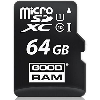 GoodRam 64GB microSDXC Class 10 UHS I Memoria Flash SDXC Clase 10 UHS-I Tarjeta de Memoria (64 GB, SDXC, Clase 10, UHS-I, 30 MB/s, Negro) GoodRam 64GB microSDXC Class 10 UHS I Memoria Flash SDXC Clase 10 UHS-I Tarjeta de Memoria (64 GB, SDXC, Clase 10, UHS-I, 30 MB/s, Negro)