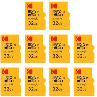 Kodak Tarjeta MicroSDHC de 32 GB Clase 10 UHS-I U1 con Adaptador 10x Velocidad de Escritura (10 Piezas) Kodak Tarjeta MicroSDHC de 32 GB Clase 10 UHS-I U1 con Adaptador 10x Velocidad de Escritura (10 Piezas)