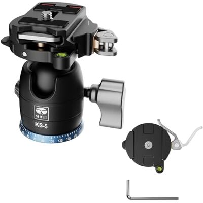 Sirui Cabezal de Trípode de Perfil Bajo, Cabezal de Bola de Centro de Gravedad Bajo, Panorámica Dual de 360° en Placa Arca y Base para Videocámara de Cámara Monopie Trípode, Carga Máxima 10kg KS-5 Sirui Cabezal de Trípode de Perfil Bajo, Cabezal de Bola de Centro de Gravedad Bajo, Panorámica Dual de 360° en Placa Arca y Base para Videocámara de Cámara Monopie Trípode, Carga Máxima 10kg KS-5