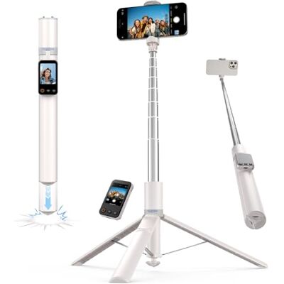 TELESIN 170cm Autoapertura Trípode Móvil para iPhone & Android, Palo Selfie Extensible con Mando Pantalla Inteligente, Zoom/Enfoque, Espejo de Pantalla, Soporte Móvil para Viajes, Vlog y Directos TELESIN 170cm Autoapertura Trípode Móvil para iPhone & Android, Palo Selfie Extensible con Mando Pantalla Inteligente, Zoom/Enfoque, Espejo de Pantalla, Soporte Móvil para Viajes, Vlog y Directos