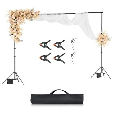 VEVOR Soporte de Fondo Ajustable para Tela de Fondo de hasta 300 x 300 cm, Soporte Portátil de Altura Ajustable de 85-298 cm con 2 Trípodes para Fotografía Familiar, Estudio de Fotografía, Negro VEVOR Soporte de Fondo Ajustable para Tela de Fondo de hasta 300 x 300 cm, Soporte Portátil de Altura Ajustable de 85-298 cm con 2 Trípodes para Fotografía Familiar, Estudio de Fotografía, Negro