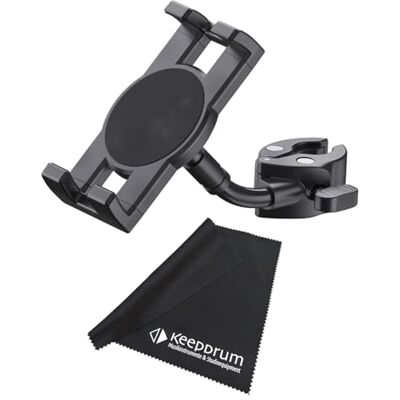 K&M 19764 Soporte para smartphone con pinza para tubos y trípodes con paño de microfibra Keepdrum K&M 19764 Soporte para smartphone con pinza para tubos y trípodes con paño de microfibra Keepdrum