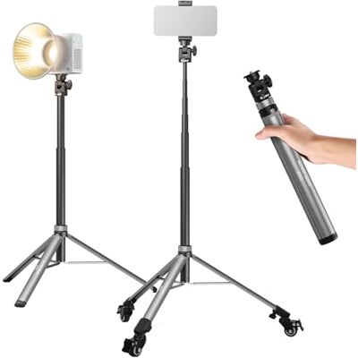 NEEWER Basics ST012 Soporte de luz rodante con Tornillo de 1/4 Pulgadas y Soporte para teléfono, trípode Ajustable de aleación de Aluminio con Ruedas Desmontables para fotografía, iluminación de NEEWER Basics ST012 Soporte de luz rodante con Tornillo de 1/4 Pulgadas y Soporte para teléfono, trípode Ajustable de aleación de Aluminio con Ruedas Desmontables para fotografía, iluminación de