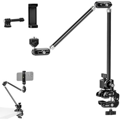 NEEWER Brazo Mágico Articulado 30" con Super Clamp/Action CAM Mount/Soporte Teléfono, Overhead Camera Mic Boom Stand, Compatible con GoPro iPhone DSLR Webcam Microphone Grabación Video, UA056 NEEWER Brazo Mágico Articulado 30" con Super Clamp/Action CAM Mount/Soporte Teléfono, Overhead Camera Mic Boom Stand, Compatible con GoPro iPhone DSLR Webcam Microphone Grabación Video, UA056