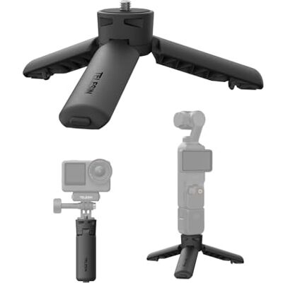 TELESIN Mini Trípode para dji Osmo Pocket 3, Apertura Rápida con un Toque, Rosca de 1/4" Vlogging Trípode de Escritorio y Empuñadura 2 in 1, para Pocket 3, Action 6/5 Pro, GoPro, iPhone, Insta360 X5 TELESIN Mini Trípode para dji Osmo Pocket 3, Apertura Rápida con un Toque, Rosca de 1/4" Vlogging Trípode de Escritorio y Empuñadura 2 in 1, para Pocket 3, Action 6/5 Pro, GoPro, iPhone, Insta360 X5