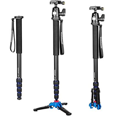 koolehaoda Monopie de Aluminio para cámara con Base de Soporte y Cabezal esférico K-09 para cámara DSLR Canon Nikon. Altura máxima extendida: 175 cm koolehaoda Monopie de Aluminio para cámara con Base de Soporte y Cabezal esférico K-09 para cámara DSLR Canon Nikon. Altura máxima extendida: 175 cm