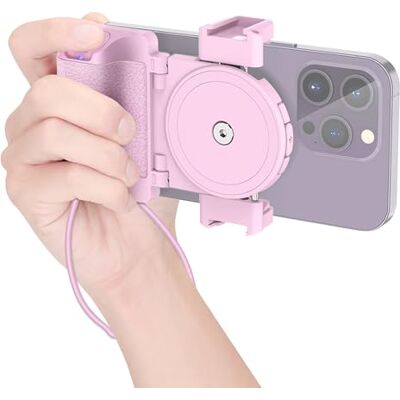 KIWIFOTOS Smartphone Compacto Mango de Sujeción con Control Remoto Inalámbrico Desmontable y Zapata de Montaje Compatible con iPhone 16 15 14 13 12 Galaxy Pixel Mate 55-90 mm de Ancho para Vlog Photo (Rosa) KIWIFOTOS Smartphone Compacto Mango de Sujeción con Control Remoto Inalámbrico Desmontable y Zapata de Montaje Compatible con iPhone 16 15 14 13 12 Galaxy Pixel Mate 55-90 mm de Ancho para Vlog Photo (Rosa)